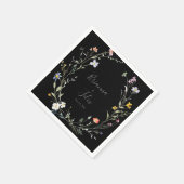Wild Multicolour Floral Zwart Bruiloft Servet (Hoek)