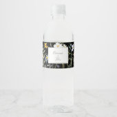 Wild Multicolour Floral Zwart Bruiloft Waterfles Etiket (Voorkant)