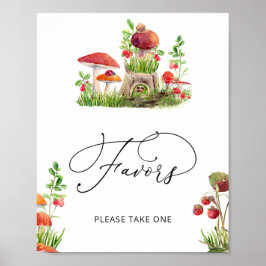 Wild Mushroom Forest Baby shower Favors Poster
