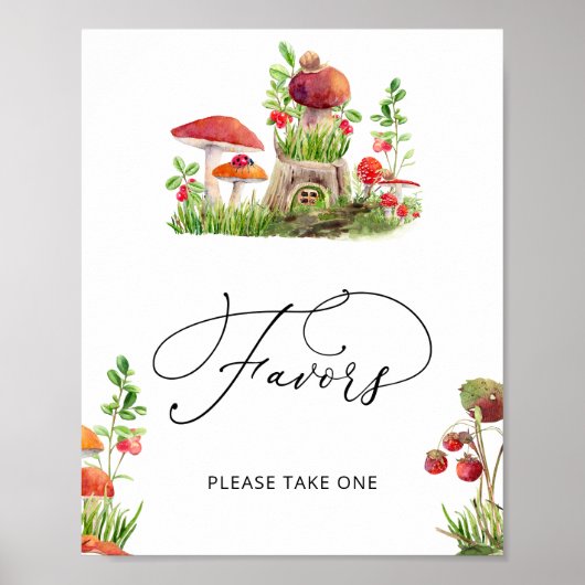 Wild Mushroom Forest Baby shower Favors Poster (Voorkant)
