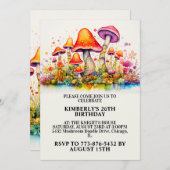 Wild Mushroom Forest Print Verjaardagsfeest Kaart (Voorkant / Achterkant)