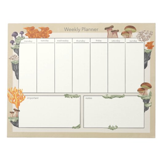 Wild Mushroom Medley Weekplanner 8.5 "x11" 50pg Notitieblok (Voorkant)