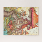 Wild Mushroom Village Illustratie Kunst Legpuzzel (Horizontaal)