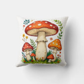 Wild mushrooms and flowers in grass forest nature kussen (Achterkant)