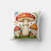 Wild mushrooms and flowers in grass forest nature kussen (Voorkant)