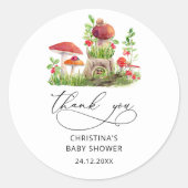 Wild Mushrooms Baby shower Favor Classic Ronde Sticker (Voorkant)