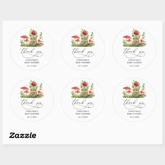 Wild Mushrooms Baby shower Favor Classic Ronde Sticker (Vel)