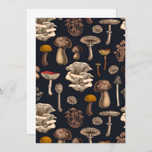 Wild Mushrooms on graphite black (Voorkant / Achterkant)