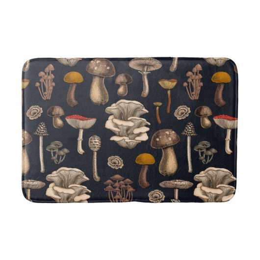 Wild Mushrooms on graphite black Badmat (Voorkant)
