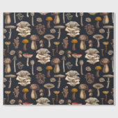 Wild Mushrooms on graphite black Cadeaupapier (Vlak)