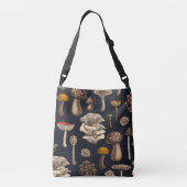 Wild Mushrooms on graphite black Crossbody Tas (Achterkant)