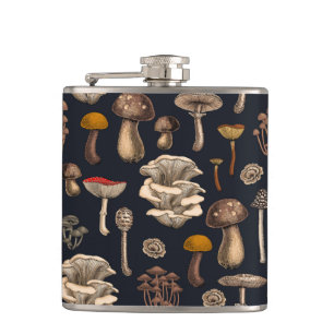 Wild Mushrooms on graphite black Heupfles