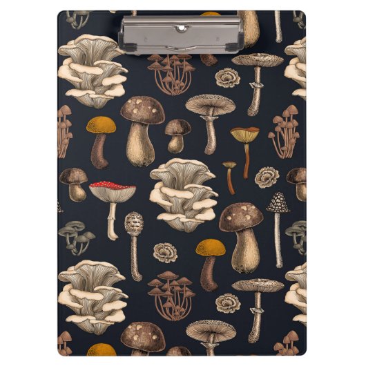 Wild Mushrooms on graphite black Klembord (Voorkant)