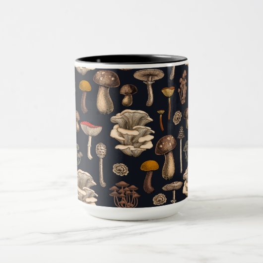 Wild Mushrooms on graphite black Mok (Midden)