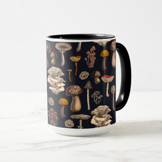 Wild Mushrooms on graphite black Mok (Voorkant rechts)