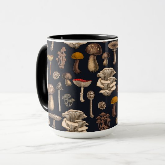 Wild Mushrooms on graphite black Mok (Voorkant links)