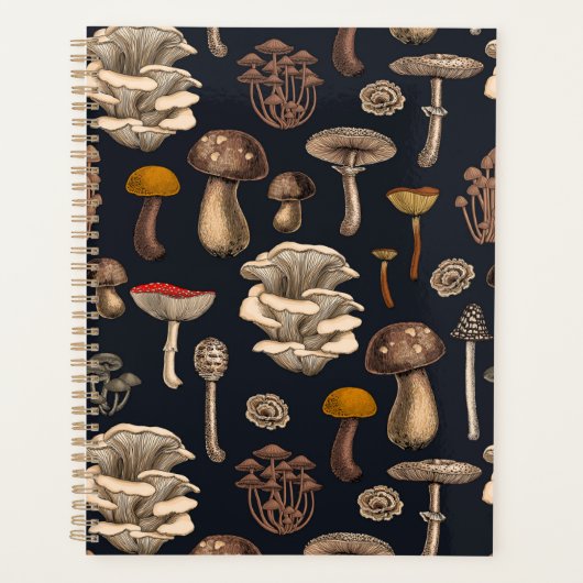 Wild Mushrooms on graphite black Planner (Voorkant)