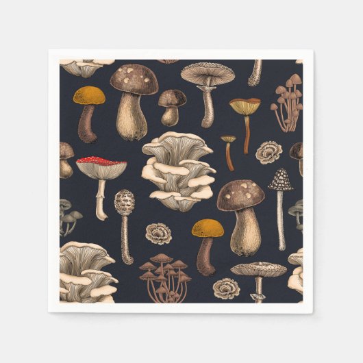 Wild Mushrooms on graphite black Servet (Voorkant)