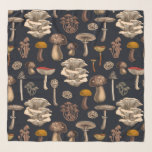 Wild Mushrooms on graphite black Sjaal<br><div class="desc">Diverse met de hand getrokken wilde paddenstoelen,  vectorpatroon</div>