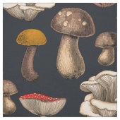 Wild Mushrooms on graphite black Stof (Swatch)