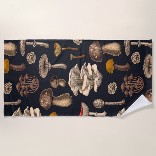 Wild Mushrooms on graphite black Strandlaken (Voorkant)