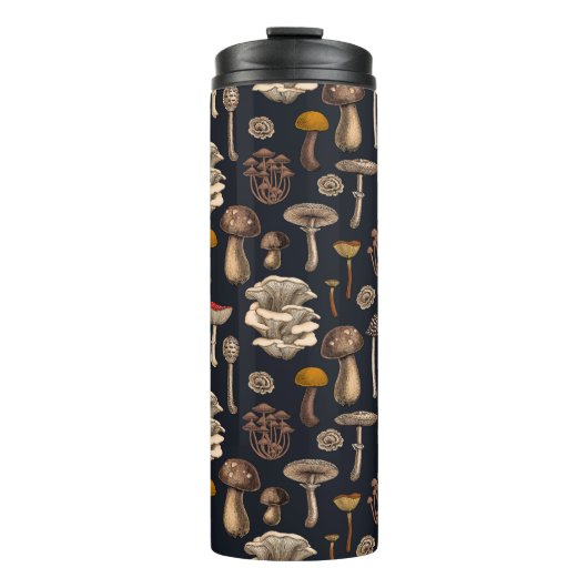 Wild Mushrooms on graphite black Thermosbeker (Voorkant)