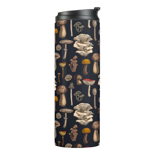 Wild Mushrooms on graphite black Thermosbeker (Gedraaid links)