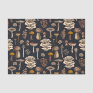 Wild Mushrooms on graphite black Tissuepapier