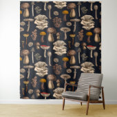 Wild Mushrooms on graphite black Wandkleed (In situ)