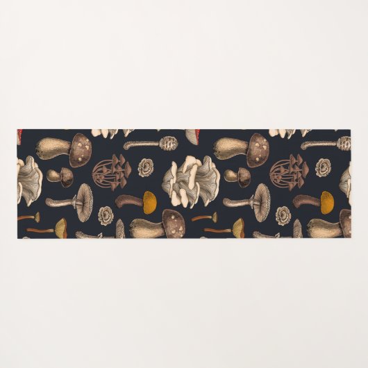 Wild Mushrooms on graphite black Yogamat (Achterkant (horizontaal))