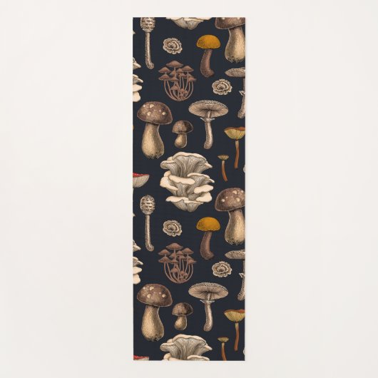 Wild Mushrooms on graphite black Yogamat (Voorkant)