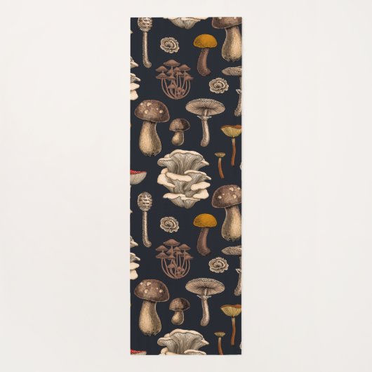 Wild Mushrooms on graphite black Yogamat (Achterkant)