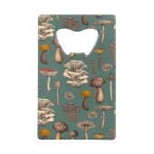 Wild Mushrooms on pine green Creditkaart Flessenopener (Achterkant)