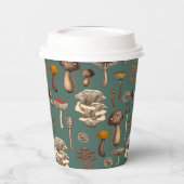 Wild Mushrooms on pine green Papieren Bekers (Links)