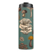 Wild Mushrooms  on pine green Thermosbeker (Voorkant)