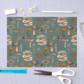 Wild Mushrooms on pine green Tissuepapier (Craft)
