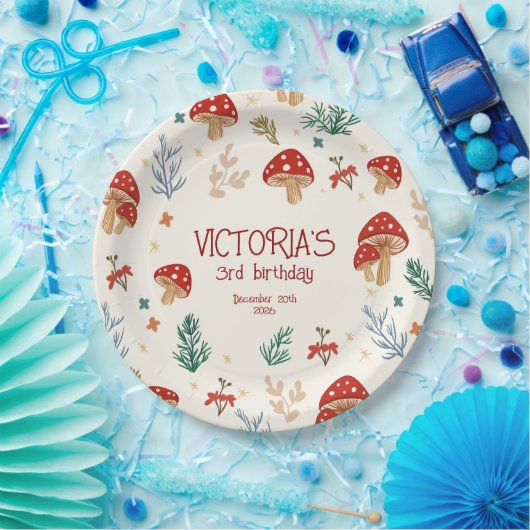 Wild Mushrooms Whimsical Forest verjaardagsfeestje Papieren Bordje (Feest)