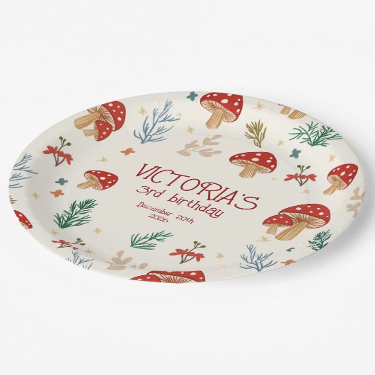 Wild Mushrooms Whimsical Forest verjaardagsfeestje Papieren Bordje (Gekanteld)