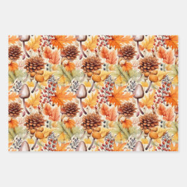 Wild Mushrooms Wrapping Paper Flat Sheet Set van 3