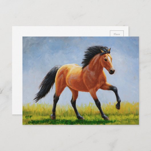 Wild Mustang Buckskin Paard Hardlopen Briefkaart (Voorkant / Achterkant)