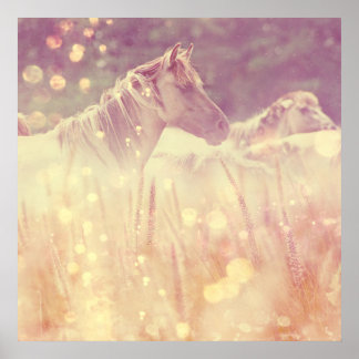  Wild Mustang Gold Glitter Horse Poster