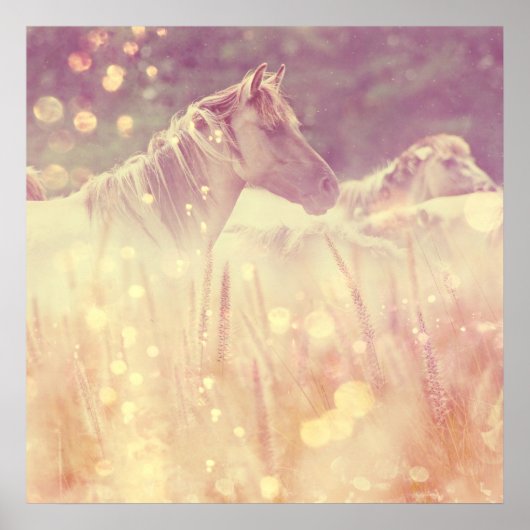  Wild Mustang Gold Glitter Horse Poster (Voorkant)