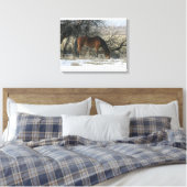 Wild Mustang Horse in de sneeuw 1 Canvas Afdruk (Insitu (Slaapkamer))