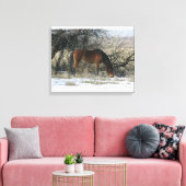 Wild Mustang Horse in de sneeuw 1 Canvas Afdruk (Insitu (Woonkamer))