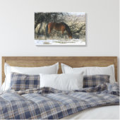 Wild Mustang Horse in de sneeuw 1 Canvas Afdruk (Insitu (Slaapkamer))