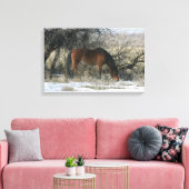 Wild Mustang Horse in de sneeuw 1 Canvas Afdruk (Insitu (Woonkamer))