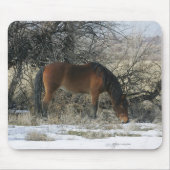 Wild Mustang Horse in de sneeuw 1 Muismat (Voorkant)