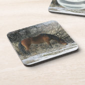 Wild Mustang Horse in de sneeuw 1 Onderzetter (Linkerzijde)