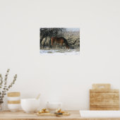 Wild Mustang Horse in de sneeuw 1 Poster (Keuken)