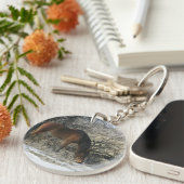 Wild Mustang Horse in de sneeuw 1 Sleutelhanger (Voorkant Rechts)